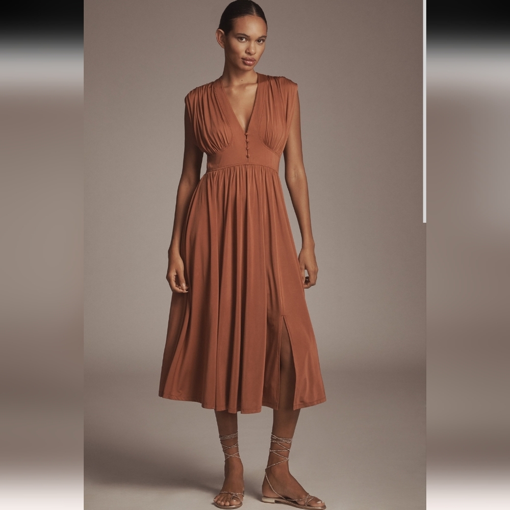 Anthropologie Terracotta Midi Dress